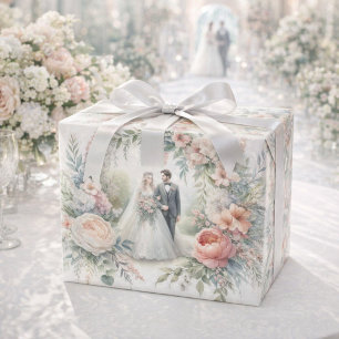 Elegantes Wasserfarben-Hochzeitsgeschenkpapier Geschenkpapier