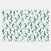 Elegantes Wasserfarben Hummingbird Botanisches Mus Geschenkpapier Set (Vorderseite 3)