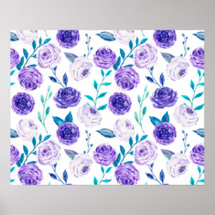 Elegantes Wasserfarben-Lila-Blumenbouquet Poster