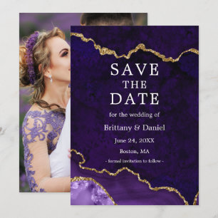 Elegantes Wasserfarben-Lila-Marbel-Achat-Geoden-Fo Save The Date