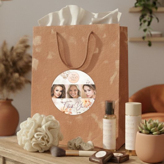 Elegantes Wasserfarben-Logo Foto-Make-up Danke Runder Aufkleber