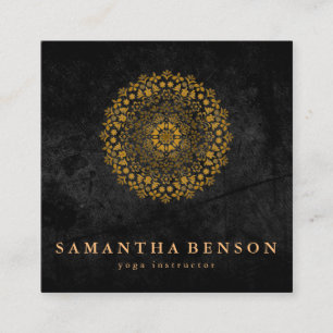 Elegantes Wasserfarben-Lotusblumen-Logo Yoga  Quadratische Visitenkarte