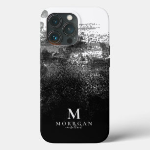 Elegantes Wasserfarben-Monogramm in Schwarz Case-Mate iPhone Hülle