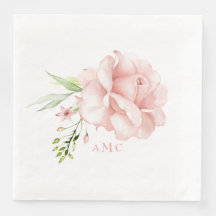 Elegantes Wasserfarben-Monogramm Rosa Florales Din