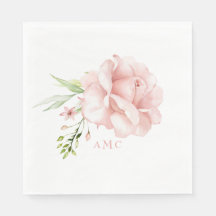 Elegantes Wasserfarben-Monogramm rosa florales Mit