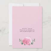 Elegantes Wasserfarben-Pink-Hydrangea-BRAUTPARTY Einladung (Rückseite)