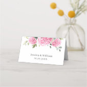Elegantes Wasserfarben Rosa Blush Hydrangea Hochze Platzkarte (Rückseite)