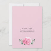 Elegantes Wasserfarben Rosa Hydrangea Probe Abende Einladung (Rückseite)