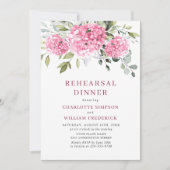 Elegantes Wasserfarben Rosa Hydrangea Probe Abende Einladung (Vorderseite)