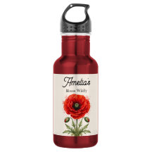 Elegantes Wasserfarben-Rotmohn-Symmetrisches Monog