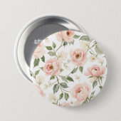 Elegantes Wasserfarben-Torten und Rose Blumenmuste Button (Vorne & Hinten)