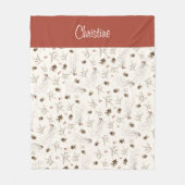 Elegantes Wasserfarben-Wald-Winterbeeren-Muster Fleecedecke (Vorderseite)