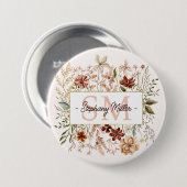 Elegantes Wasserfarben-Wildblumen-Blumendesign mit Button (Vorne & Hinten)
