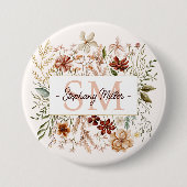 Elegantes Wasserfarben-Wildblumen-Blumendesign mit Button (Vorderseite)