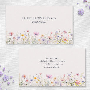 Elegantes Wasserfarben-Wildblumen-Blumendesign Visitenkarte