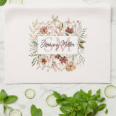 Elegantes Wasserfarben-Wildblumen-Blumenmonogramm  Geschirrtuch (Gefaltet)