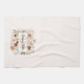 Elegantes Wasserfarben-Wildblumen-Blumenmonogramm  Geschirrtuch (Horizontal)