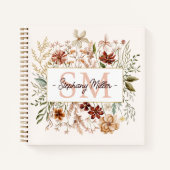 Elegantes Wasserfarben-Wildblumen-Blumenmonogramm Notizblock (Vorderseite)