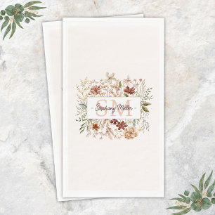 Elegantes Wasserfarben-Wildblumen-Blumenmonogramm  Serviette