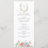 Elegantes Wasserfarben-Wildblumen-Hochzeitsprogram Programm (Vorderseite)