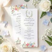 Elegantes Wasserfarben-Wildblumen-Hochzeitsprogram Programm