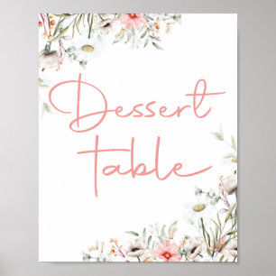 Elegantes Wasserfarben-Wildblumen-Party-Dessert-Sc Poster