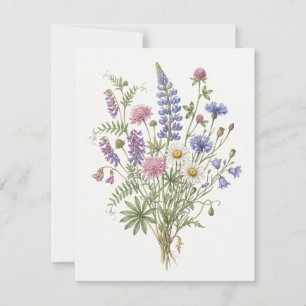 Elegantes Wasserfarben-Wildblumenstrauß-Kunstwerk Mitteilungskarte