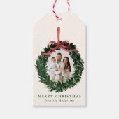 Elegantes Wasserfarbenbad mit Bow Holiday Foto Geschenkanhänger (Vorderseite)