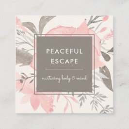 Elegantes Wasserfarbenblau und Taupe | mit Sozialm Quadratische Visitenkarte