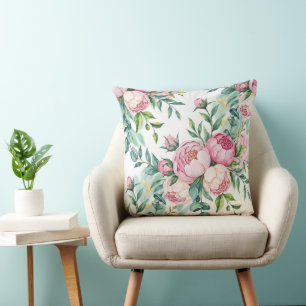 elegantes, wasserfarbenes, nahtloses Blumenmuster Kissen
