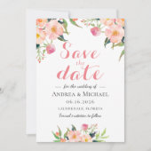 Elegantes Wasserfarbenfloral Save the Date (Vorderseite)