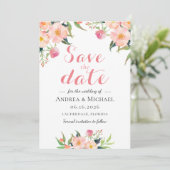 Elegantes Wasserfarbenfloral Save the Date (Stehend Vorderseite)