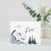 Elegantes Wasserfarbengebirge Hochzeitsstichtag QR Postkarte (Stehend Vorderseite)