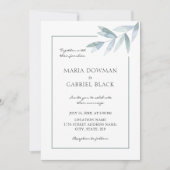 Elegantes Wasserfarbengrün Botanische luftige Hoch Einladung (Vorderseite)