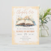 Elegantes Wasserfarbenkapitel Ein Storybook Geburt Einladung (Stehend Vorderseite)