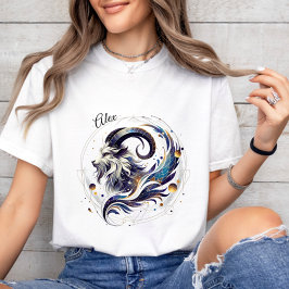 Elegantes Wasserfarbenkorn Zodiac Custom White T-Shirt
