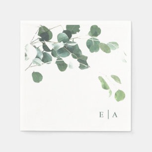 Elegantes Wasserfarbenleaf Botanisches Monogramm N Serviette
