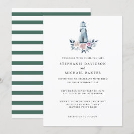 Elegantes Wasserfarbenleuchten Leuchtturm Wasserfa Einladung