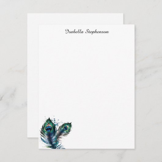 Elegantes Wasserfarbenparadies Personalisiert Mitteilungskarte (Vorne/Hinten)