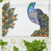 Elegantes Wasserfarbenpfauenmonogramm Geschirrtuch (Gefaltet)