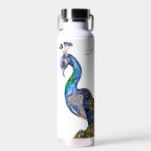 Elegantes Wasserfarbenpfauenmonogramm Trinkflasche (Vorne)