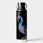 Elegantes Wasserfarbenpfauenmonogramm Trinkflasche (Vorne)