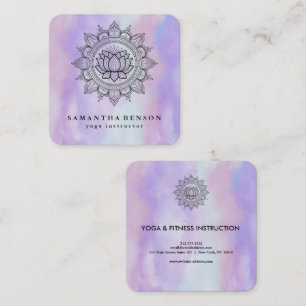 Elegantes Wasserfarblotus-Blumen-Logo Yoga-Geschäf Quadratische Visitenkarte