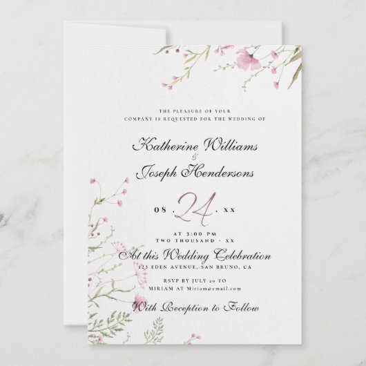 ELEGANTES WASSERFLORALE ABSTRAKTES UAWG & WEDING EINLADUNG (Vorderseite)