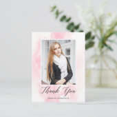 Elegantes Watercolor Abschluss Foto Vielen Dank Postkarte (Stehend Vorderseite)