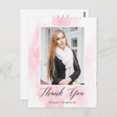 Elegantes Watercolor Abschluss Foto Vielen Dank Postkarte (Vorne/Hinten)