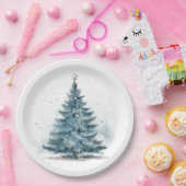 Elegantes Watercolor Baby Blue Winter Wonderland Pappteller (Party)