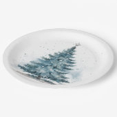 Elegantes Watercolor Baby Blue Winter Wonderland Pappteller (Schrägansicht)