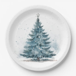 Elegantes Watercolor Baby Blue Winter Wonderland Pappteller
