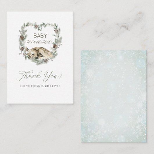 Elegantes Watercolor Baby Es ist kalt außerhalb Ba Mitteilungskarte (Vorne/Hinten)